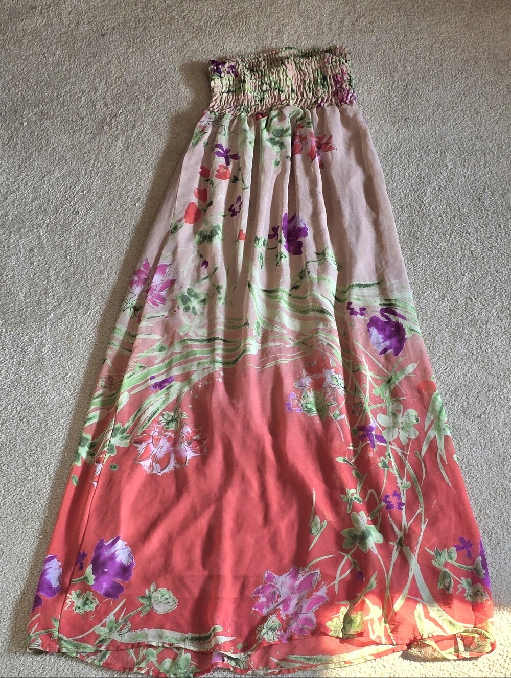 Old Navy Smocked Strapless Floral Ombre Maxi Dress
